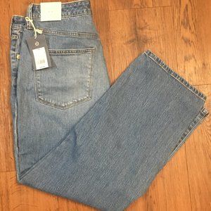 Women's High Waist Denim Crop Pants Size 14 - NEW!